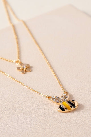 Rhinestone Bee and Flower Charm Necklace #Firefly Lane Boutique1