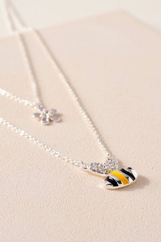 Rhinestone Bee and Flower Charm Necklace #Firefly Lane Boutique1