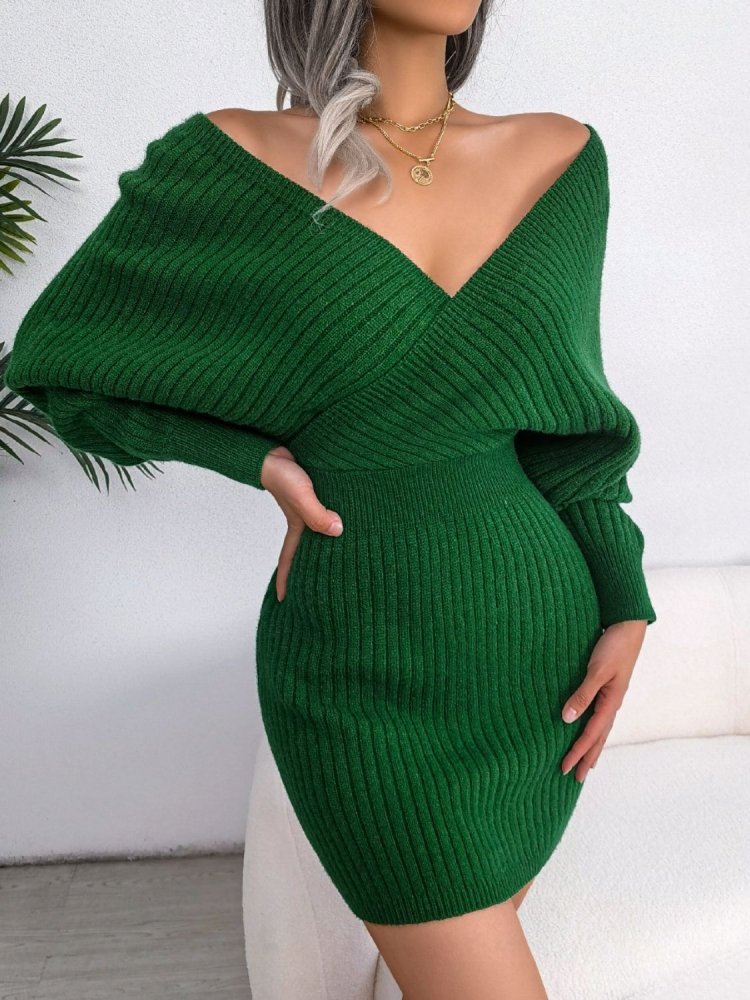 Rib-Knit Dolman Sleeve Sweater Dress #Firefly Lane Boutique1