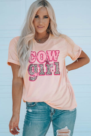 Rodeo Ready Pink Cowgirl Shirt - Graphic Lettering Short Sleeve T shirt with a crew neck.  #Firefly Lane Boutique1