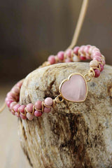 Rose Quartz Heart Beaded Bracelets #Firefly Lane Boutique1