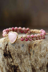 Rose Quartz Heart Beaded Bracelets #Firefly Lane Boutique1