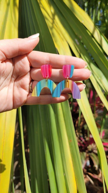 Ruby Acrylic Rainbow Earrings #Firefly Lane Boutique1