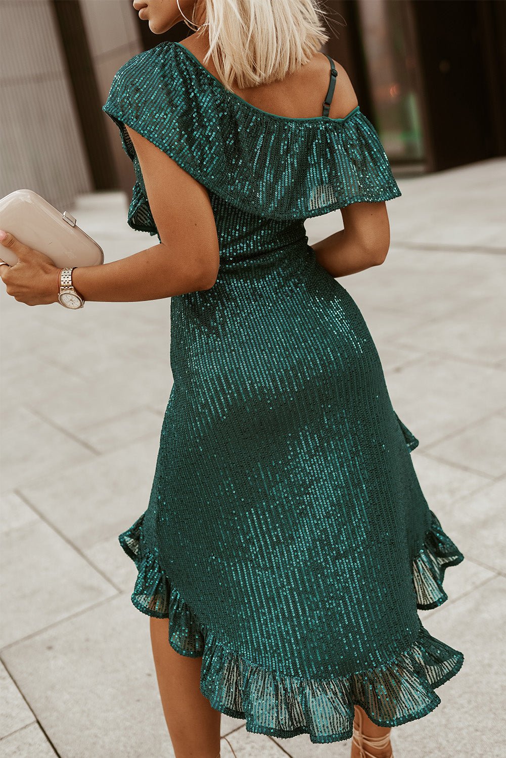 Ruffled Romance Sequin Green Dress #Firefly Lane Boutique1