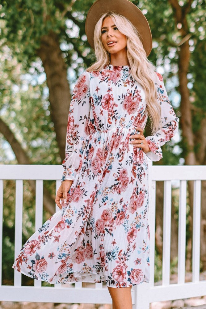 Secrete Garden Floral Long Sleeve Midi Dress #Firefly Lane Boutique1