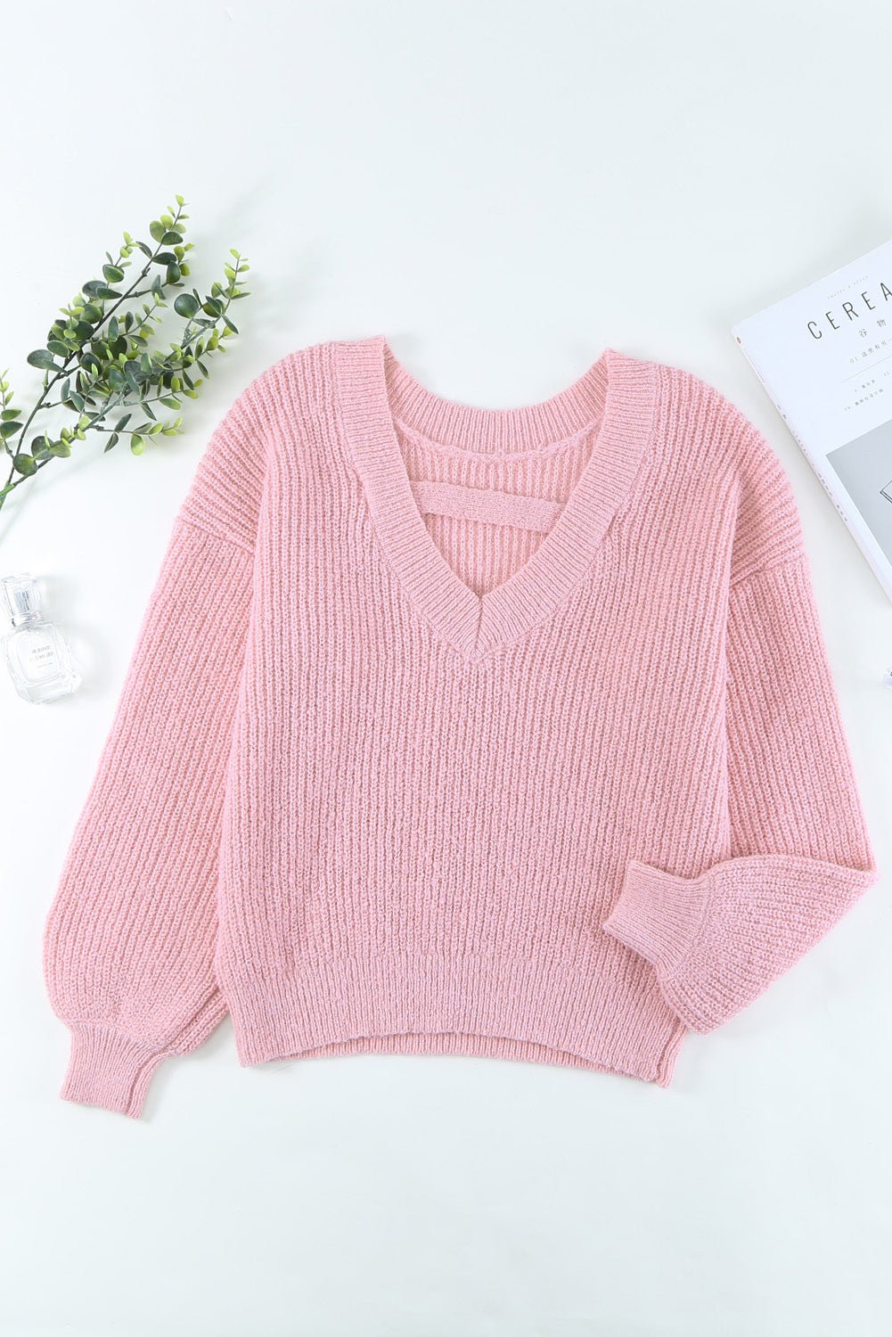 See It Differently Ribbed Drop Shoulder Sweater -Womens pink drop shoulder sweater#Firefly Lane Boutique1