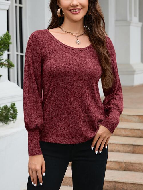 Serene Ribbed Lantern Sleeve Knit Top #Firefly Lane Boutique1