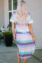 Simplicity Striped Casual Midi Dress With Slit #Firefly Lane Boutique1