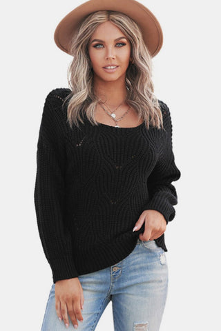 Slouchy Sweater Drop Shoulder -Womens sweaters that are casual chic.  Trendy Sweaters black sweater #Firefly Lane Boutique1