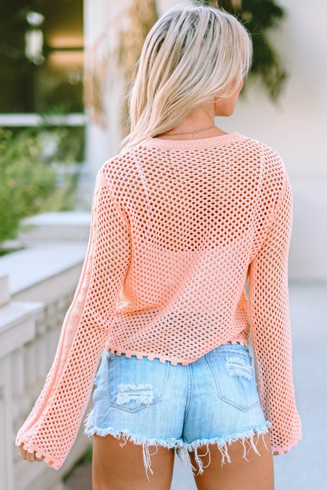 Small Treasures Open Knit Cropped Sweater #Firefly Lane Boutique1