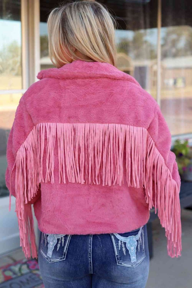Snuggle Soft Pink Fringe Jacket #Firefly Lane Boutique1