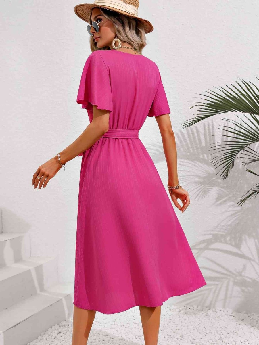 Sorbet Dream Short Sleeve Midi Hot Pink Dress #Firefly Lane Boutique1