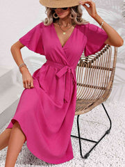 Sorbet Dream Short Sleeve Midi Hot Pink Dress #Firefly Lane Boutique1
