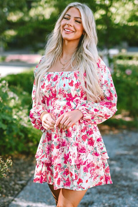 Spring Meadow Floral Tiered Mini Dress #Firefly Lane Boutique1