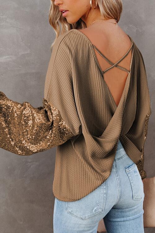 Starlight Waffle Knit Off The Shoulder Sequin Top #Firefly Lane Boutique1