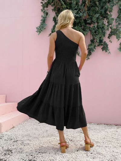 Summer Affair Midi One Shoulder Dress #Firefly Lane Boutique1