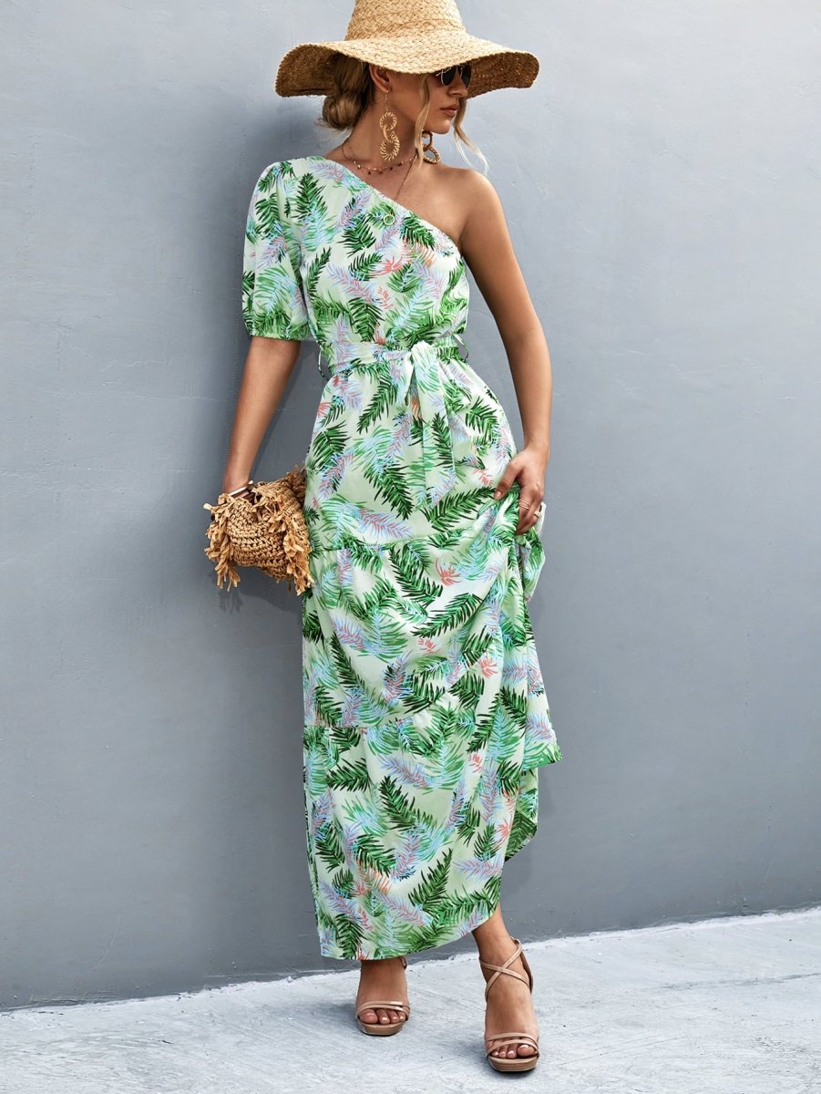 Summer Begins Floral One Shoulder Maxi Dress #Firefly Lane Boutique1