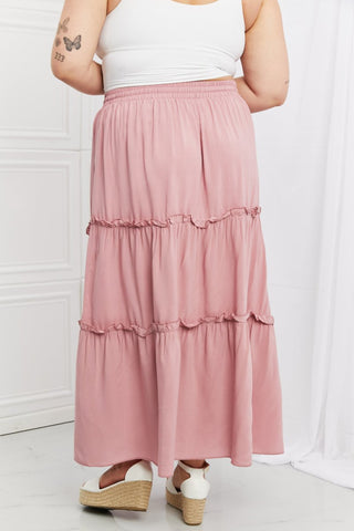 Summer Days Zenana Womens Maxi Skirt-  mauve maxi skirt with ruffle details and tiered.   #Firefly Lane Boutique1