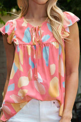 Summer Happiness Printed Tie Neck Blouse #Firefly Lane Boutique1