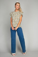 Summer Meadows Short Sleeve Ditsy Floral Blouse #Firefly Lane Boutique1