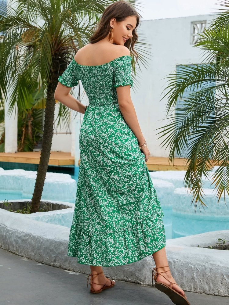 Sun-Kissed Floral Green High Low Low Dress #Firefly Lane Boutique1