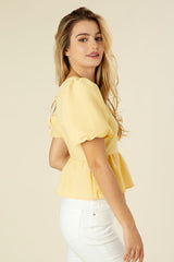 Sunny Daydream Bubble Sleeve Yellow Blouse #Firefly Lane Boutique1
