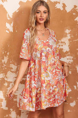 Sunset Blossoms Orange Floral Mini Dress #Firefly Lane Boutique1