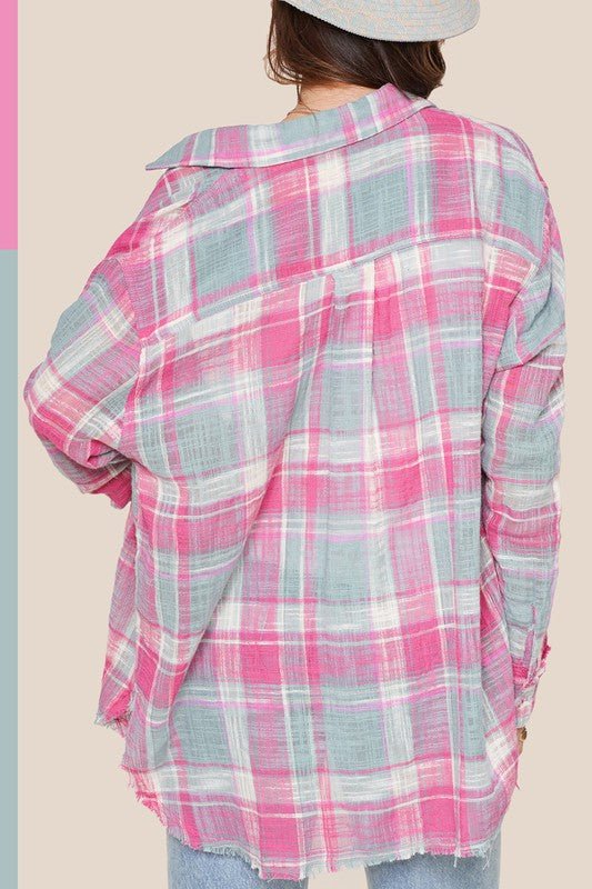 Sunset Palette Button Up Colorful Plaid Shirt #Firefly Lane Boutique1