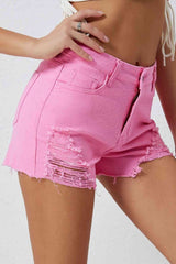 Sweet Pea Distressed Pink Denim Shorts #Firefly Lane Boutique1