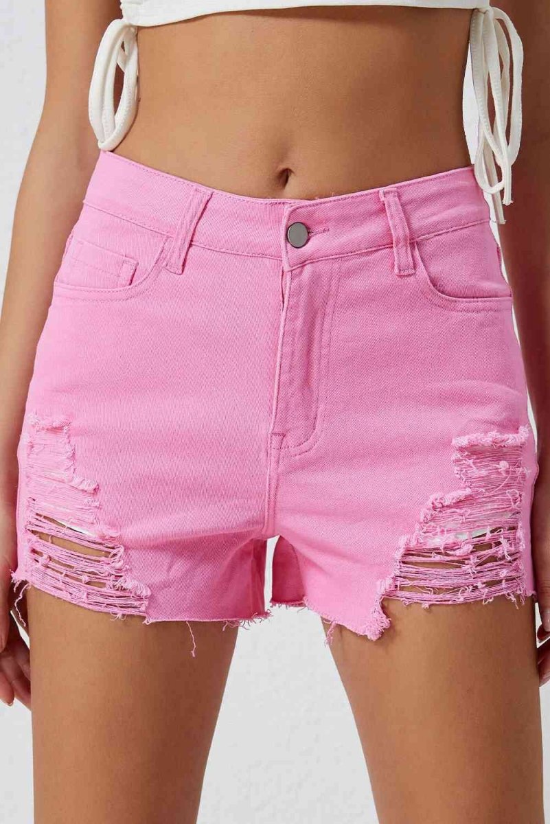 Sweet Pea Distressed Pink Denim Shorts #Firefly Lane Boutique1