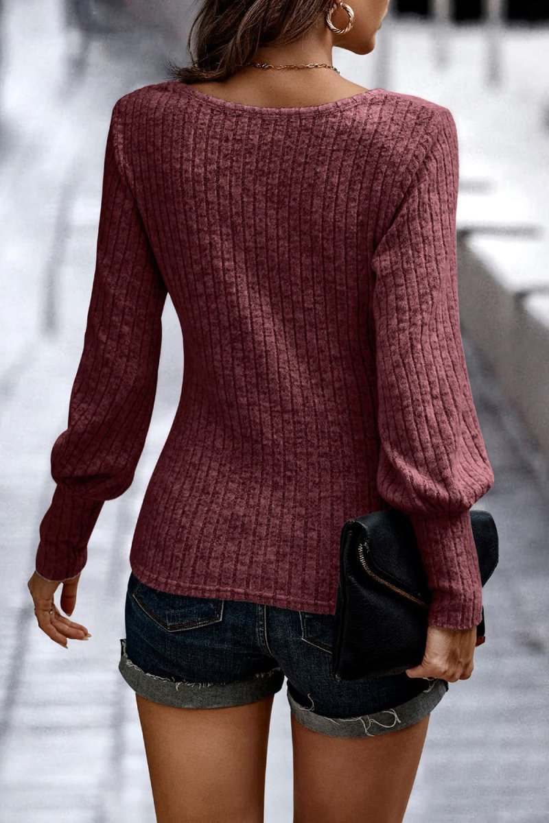 Textured Comfort Ribbed Puff Sleeve Sweater #Firefly Lane Boutique1