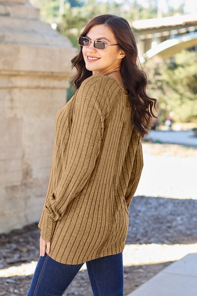 Textured Haven Casual Ribbed Sweater #Firefly Lane Boutique1