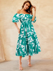 Tropical Hideaway Maxi Floral Off The Shoulder Dress #Firefly Lane Boutique1