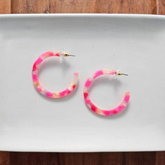 Tropical Pink Hoop Earrings Camy Style #Firefly Lane Boutique1
