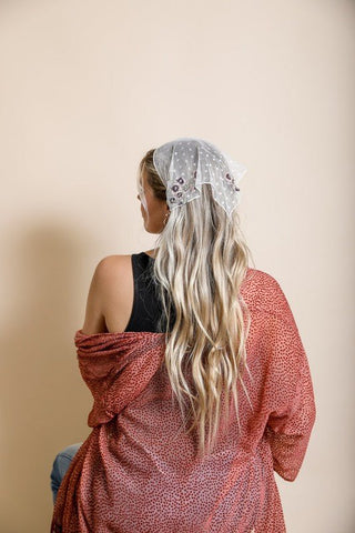 Tulle Lace Embroidered Poppy Headscarf #Firefly Lane Boutique1