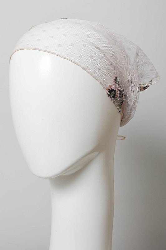 Tulle Lace Embroidered Poppy Headscarf #Firefly Lane Boutique1