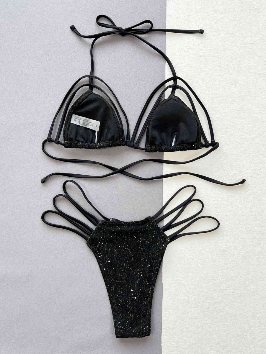 Twinkle Temptation Glitter Black Bikini Set #Firefly Lane Boutique1