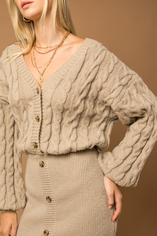 Warm Embrace Cable Knit Button Sweater Dress #Firefly Lane Boutique1