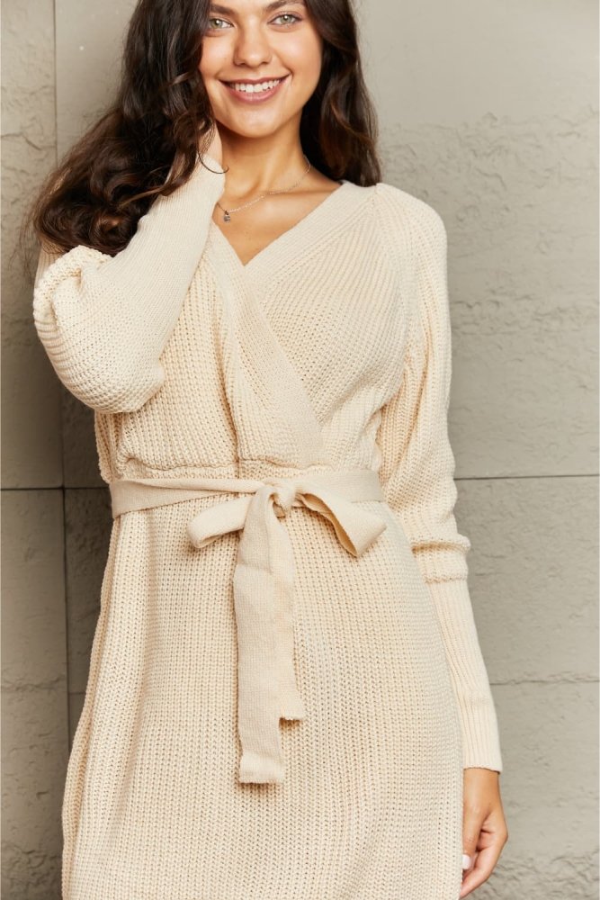Warm Hug Long Sleeve Wrap Sweater Dress #Firefly Lane Boutique1