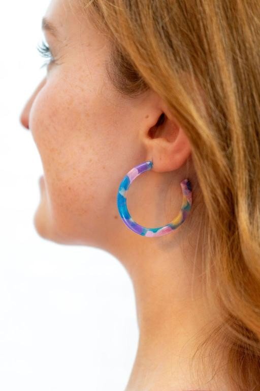 Watercolor Medium Size Colorful Hoop Earrings #Firefly Lane Boutique1