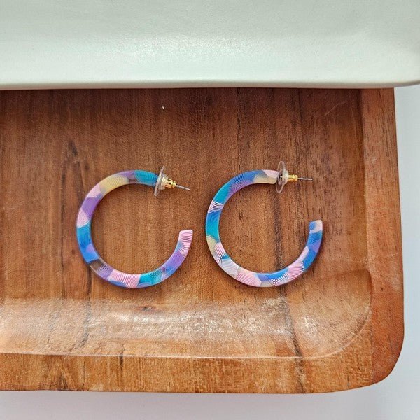 Watercolor Medium Size Colorful Hoop Earrings #Firefly Lane Boutique1