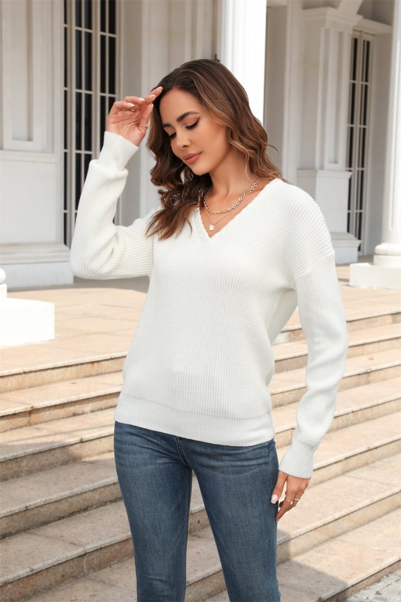 Wish Upon a Star Ribbed V Neck Sweater #Firefly Lane Boutique1