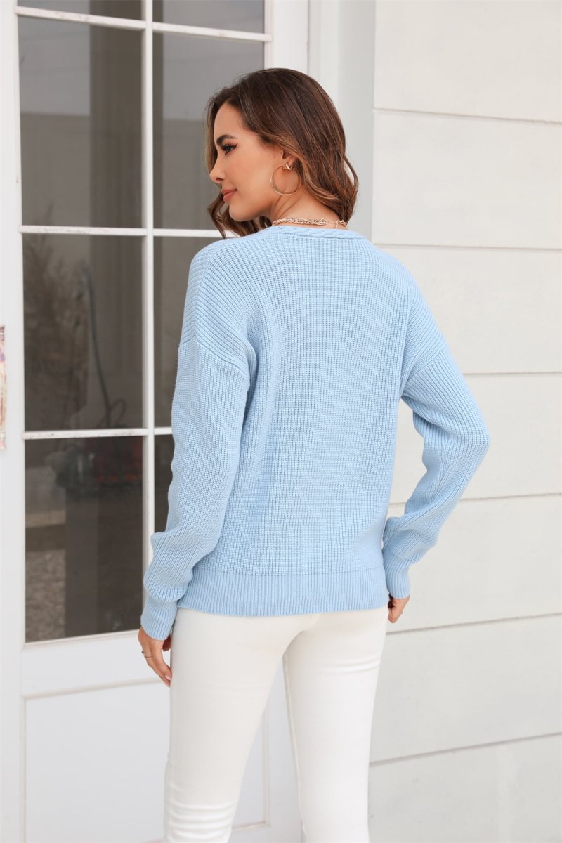 Wish Upon a Star Ribbed V Neck Sweater #Firefly Lane Boutique1