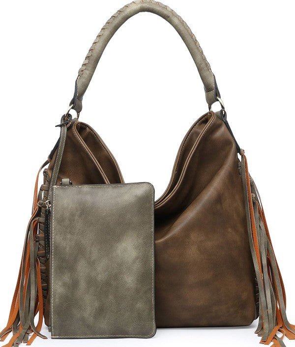 Keep Your Essentials Hobo Fringe Bag - a fringe purse for women with braided handle and wallet #Firefly Lane Boutique1