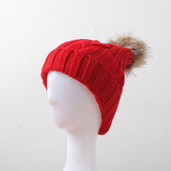 Womens Pom Beanie - red Pom
Beanie with cable knit and a faux fur pom on top. #Firefly Lane Boutique1