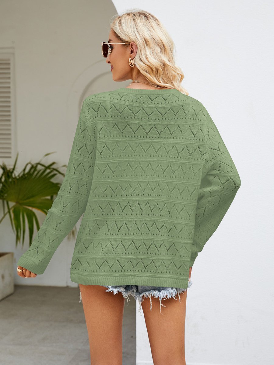 Your Own Path Openwork Long Sleeve Knit Top #Firefly Lane Boutique1